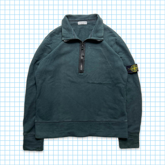 Stone Island Vert Bouteille/Bleu Quarter Zip AW08' - Moyen / Grand