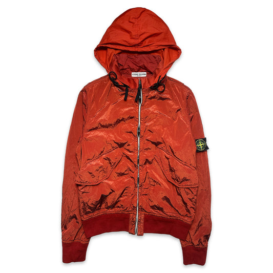 Veste en métal en nylon rouge vif Stone Island - Petit / Moyen