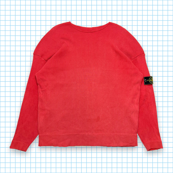 vintage Début des années 90 Stone Island Rose/Rouge Ribbed Crewneck - Extra Large / Extra Extra Large