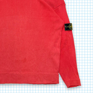 Vintage Early 90's Stone Island Pink/Red Ribbed Crewneck  - Extra Large / Extra Extra Large
