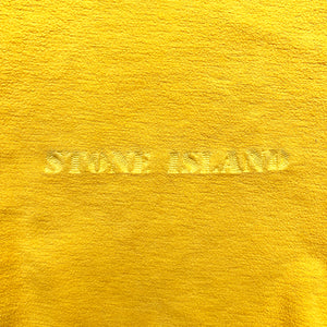 Late 80's Stone Island Bright Yellow Fleece Spellout Crewneck - Medium