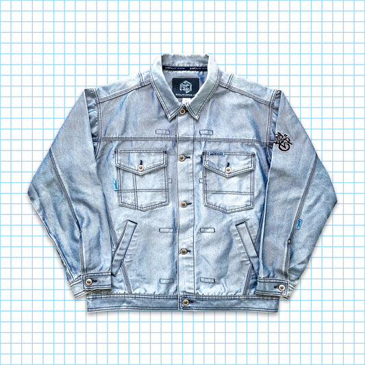 Veste en denim argent/bleu Southpole vintage des années 90 - Grande