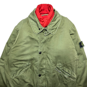 1990's Stone Island 2in1 Raso Gommato Forest Green / Bright Red Jacket - Large / Extra Large