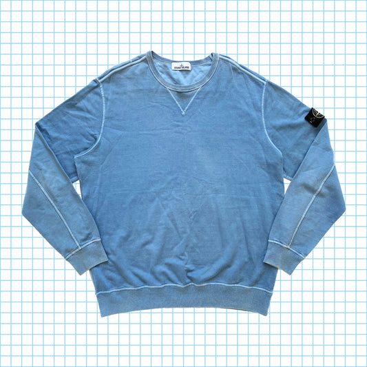 Stone Island Col rond teint en pigments bleu bébé SS14" - Extra Large
