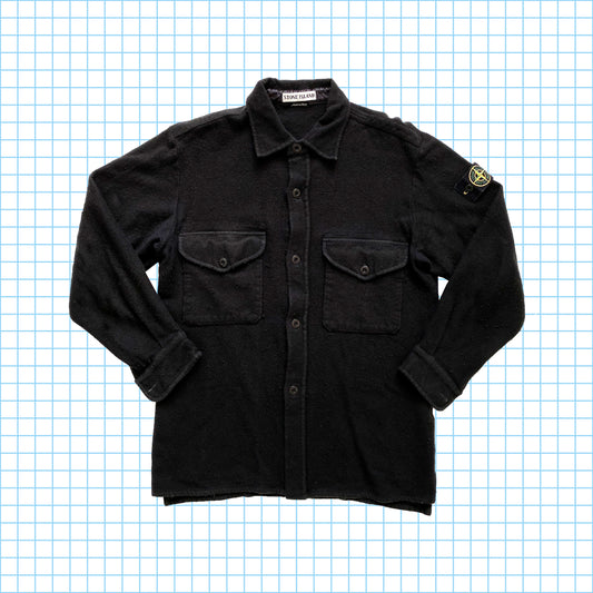 Chemise en laine noire furtive Stone Island vintage - Moyenne