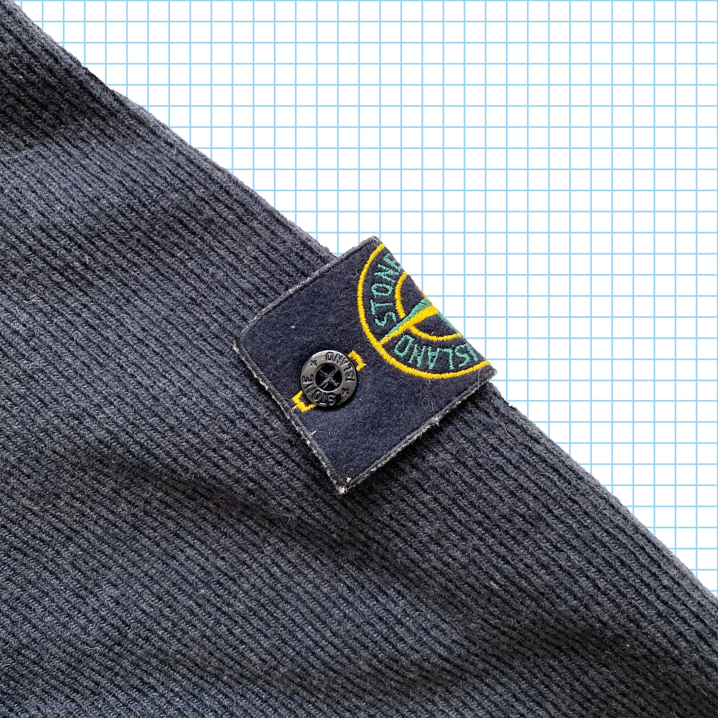 Vintage Stone Island Stealth Black Ribbed Crew AW00' - Moyen / Grand