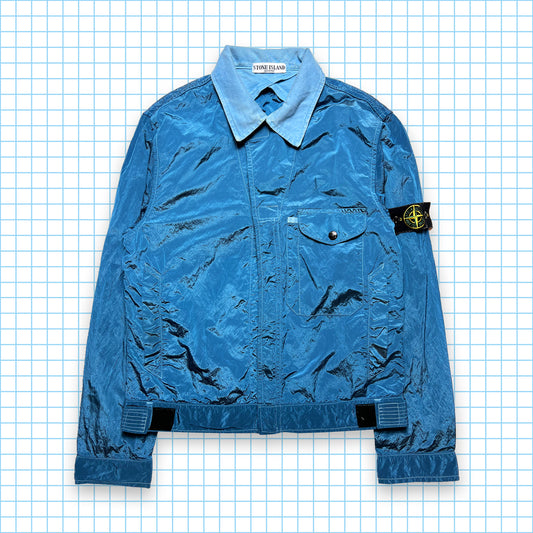 Veste en métal en nylon à col bleu Stone Island Marina - Moyen / Grand