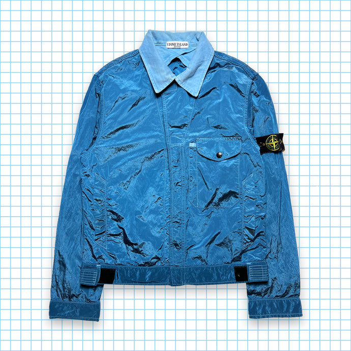 Stone Island Marina ブルー 襟付きナイロン メタル ジャケット - M / L