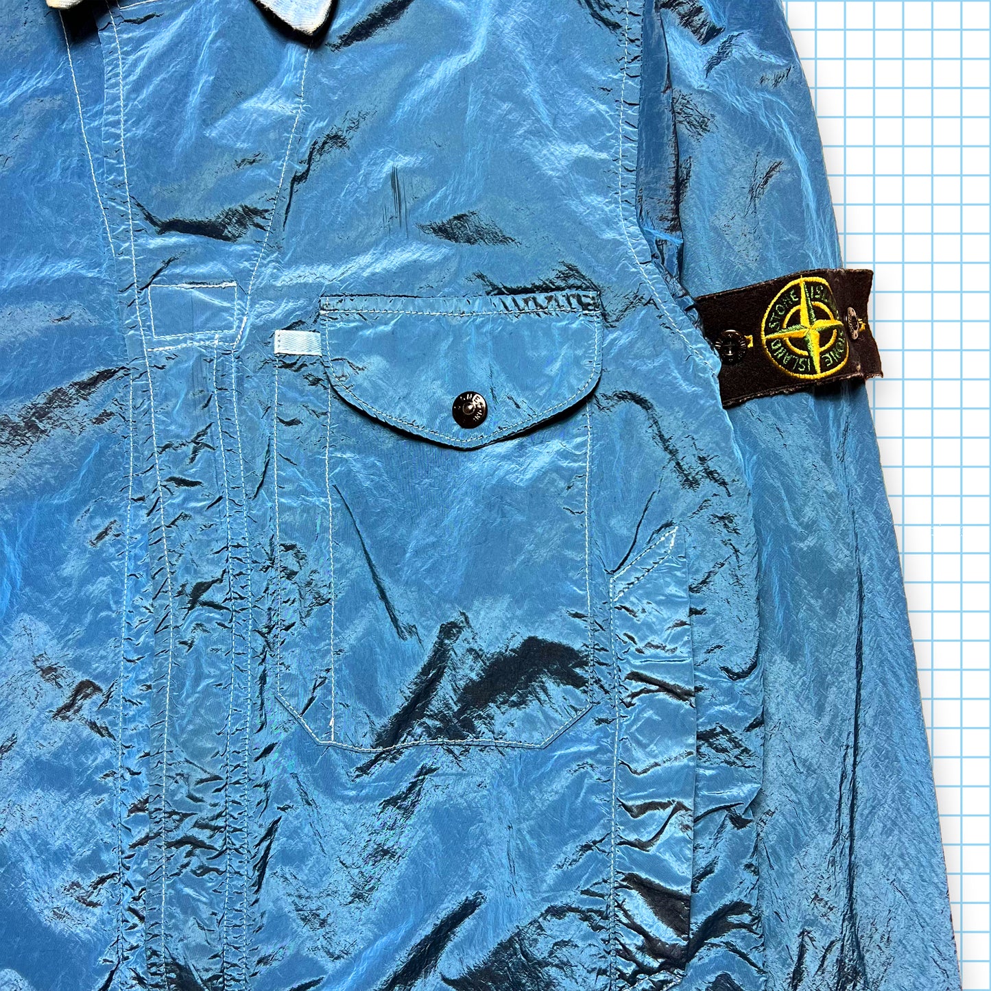 Stone Island Marina Blue Collared Nylon Metal Jacket - Small / Medium