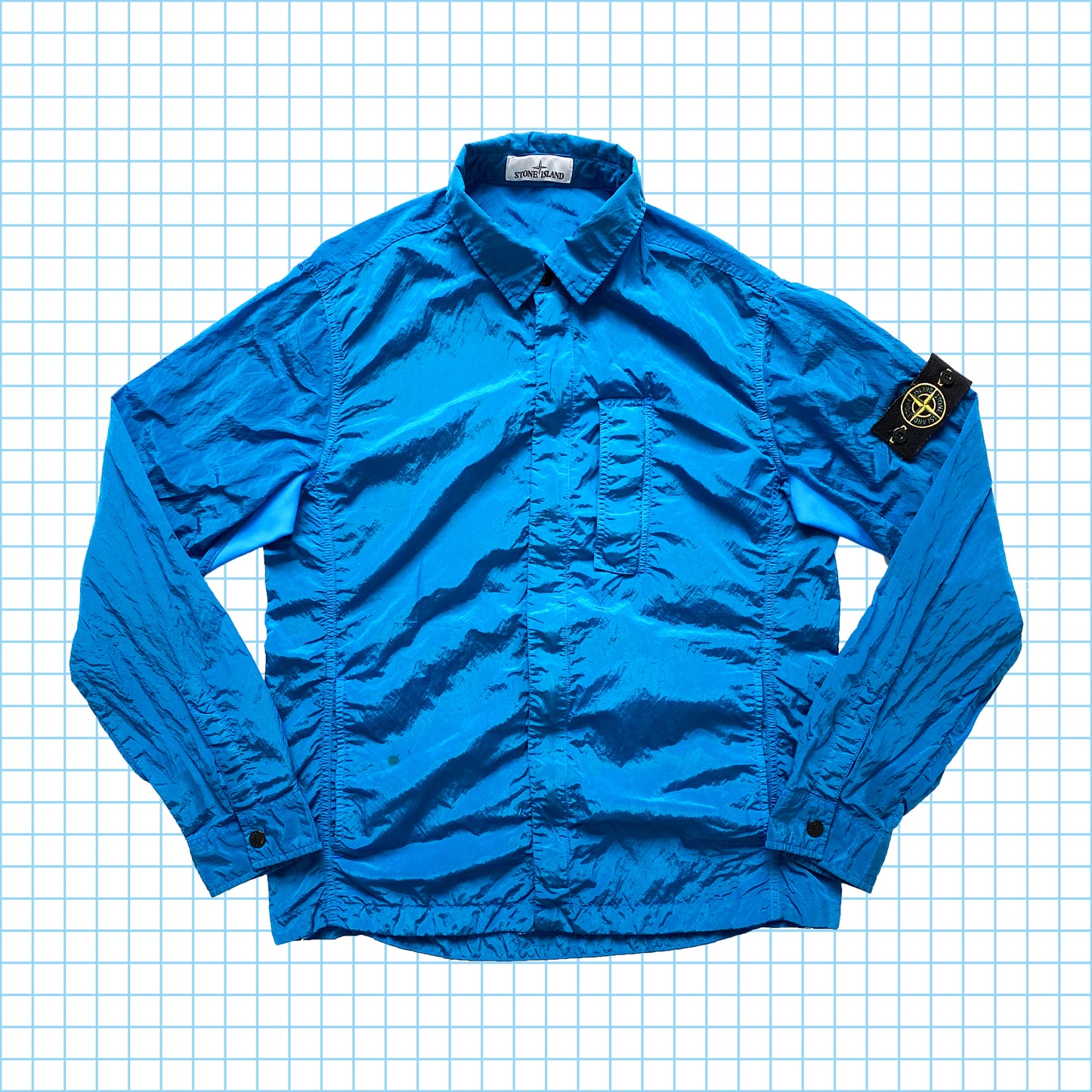 Stone Island Marina Blue Nylon Metal Over Shirt SS18' - Large