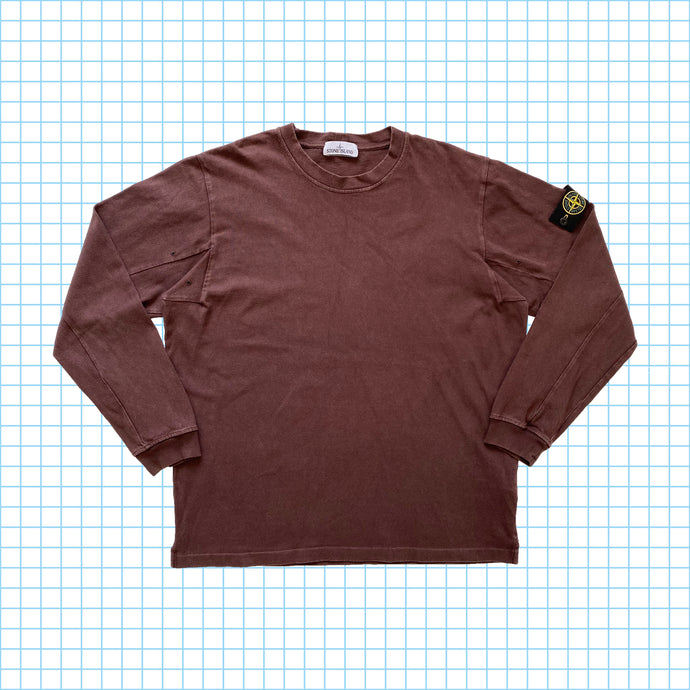 Stone Island - Pull côtelé épais bordeaux/marron AW15' - Extra Extra Large