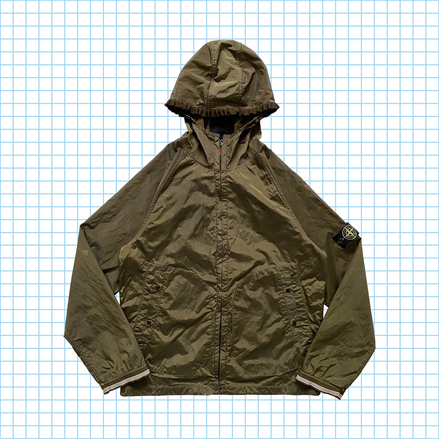Stone Island Veste chatoyante doublée de soie kaki AW05' - Extra Large