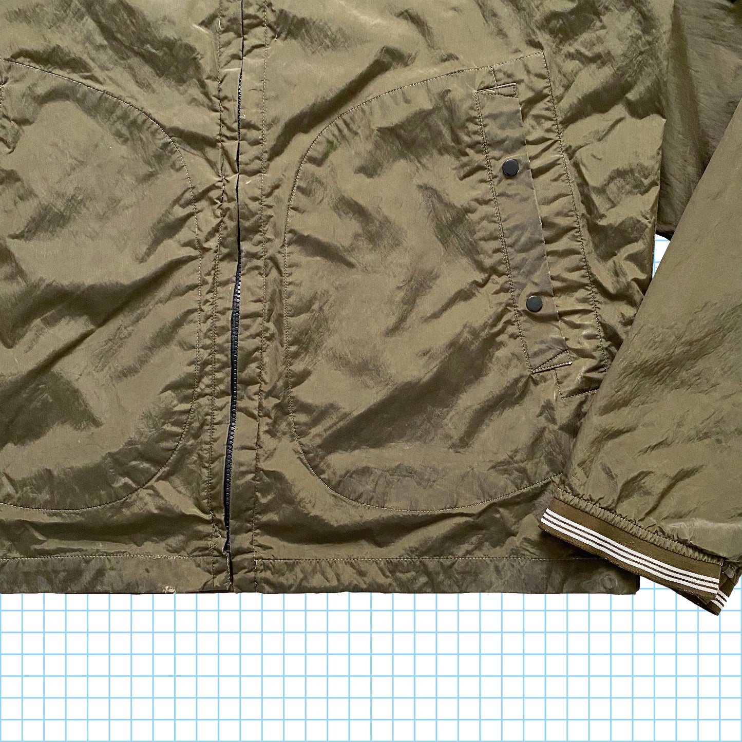 Stone Island Veste chatoyante doublée de soie kaki AW05' - Extra Large