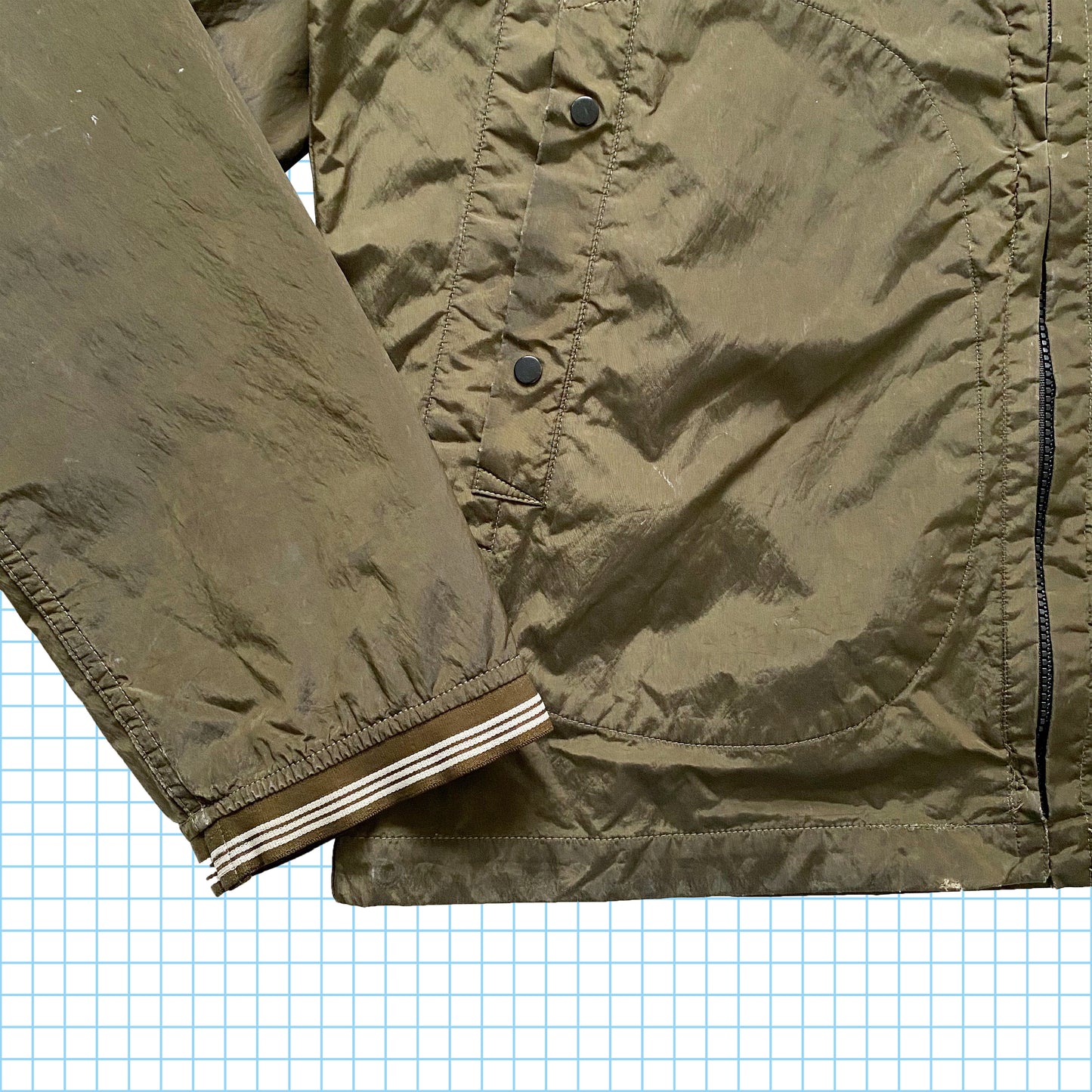 Stone Island Veste chatoyante doublée de soie kaki AW05' - Extra Large