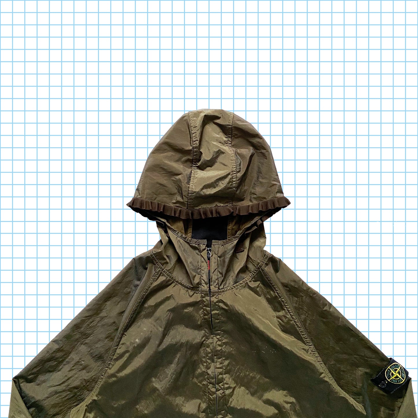 Stone Island Veste chatoyante doublée de soie kaki AW05' - Extra Large