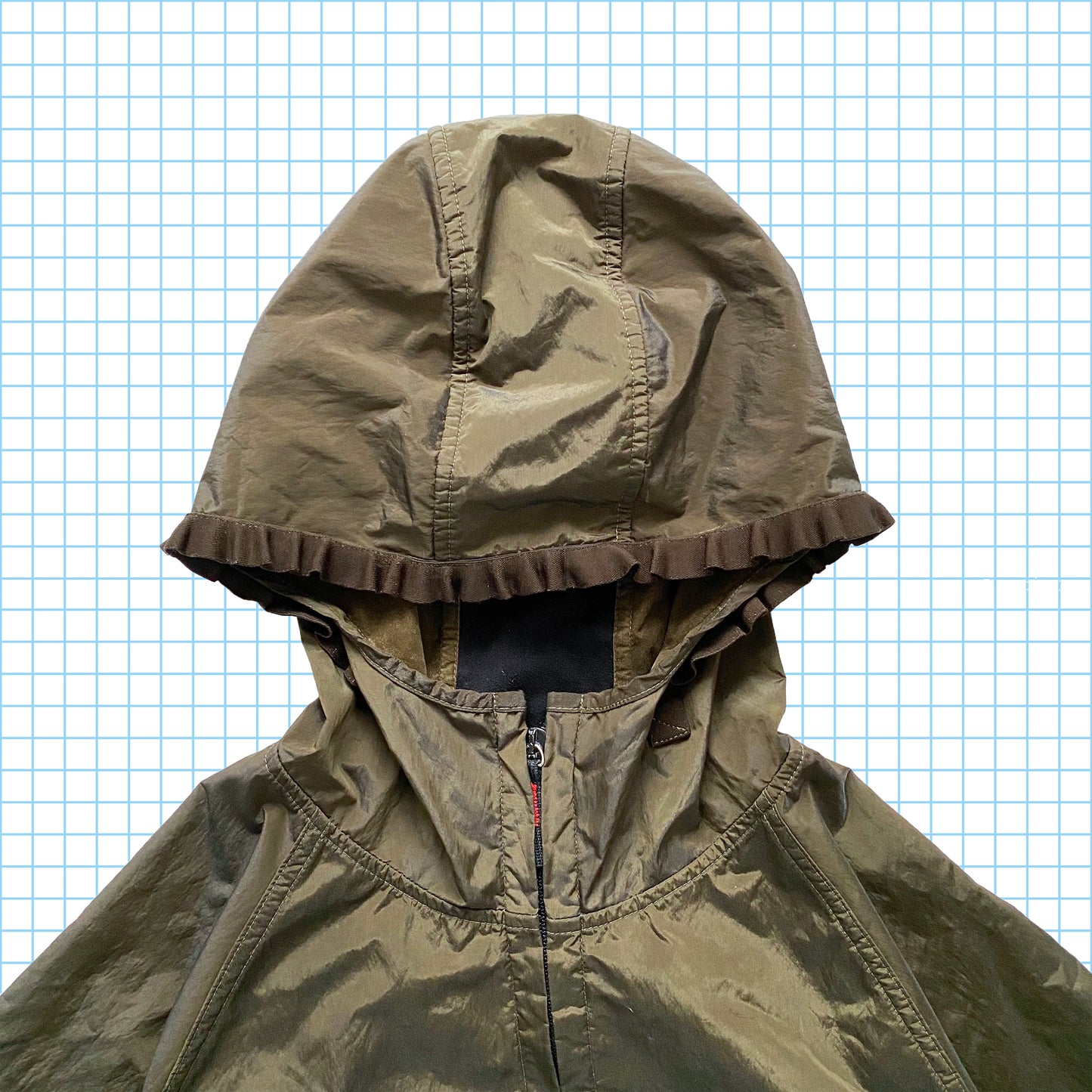 Stone Island Veste chatoyante doublée de soie kaki AW05' - Extra Large