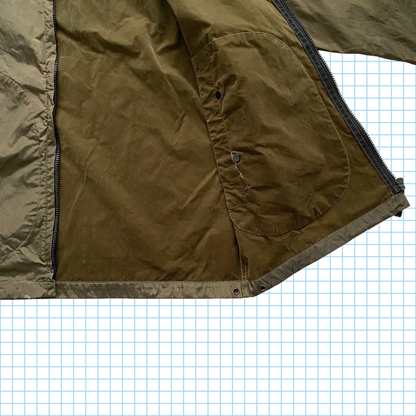 Stone Island Veste chatoyante doublée de soie kaki AW05' - Extra Large