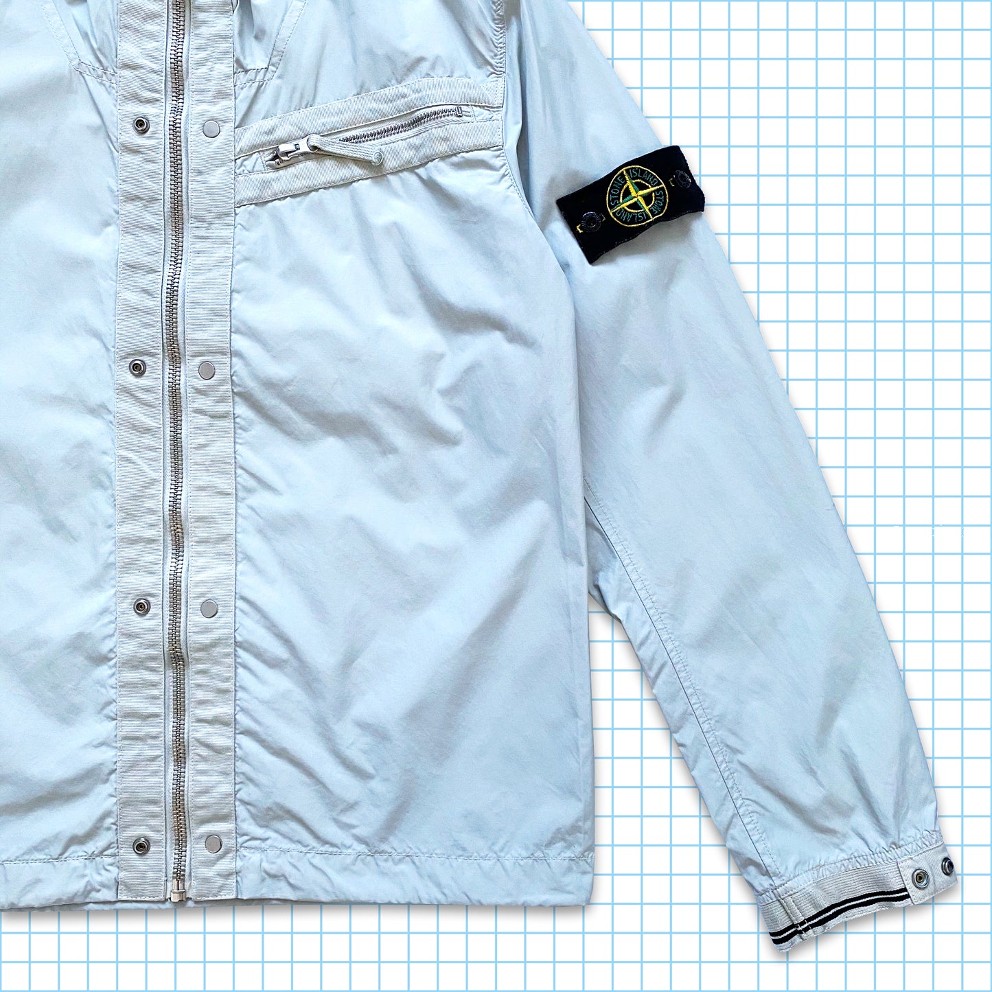 Stone Island Gris/Bleu Bébé Resinata Taped Shell Jacket SS09' - Moyen / Grand