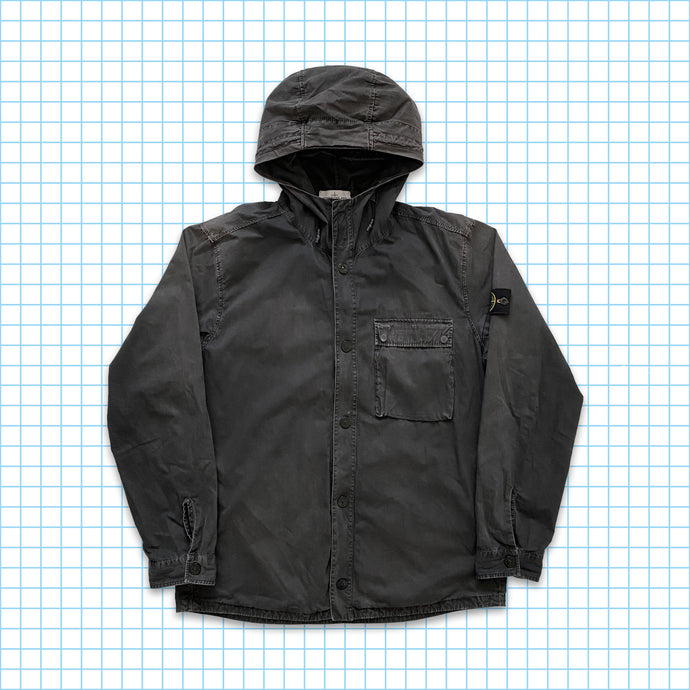 Stone Island Black Hooded Brushed Cotton Overshirt