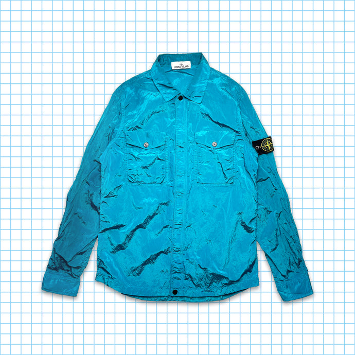 Stone Island Aqua Blue Double Breast Pocket Nylon Metal Overshirt SS15’ - Large