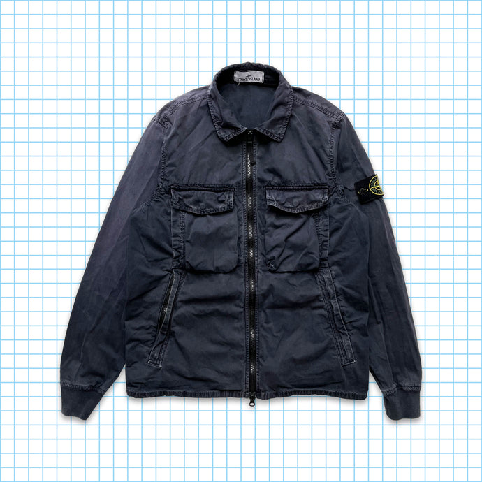 Stone Island ミッドナイト ネイビー ジップ マルチ ポケット オーバーシャ​​ツ - S