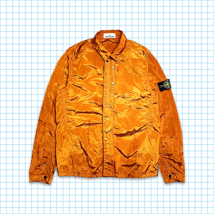 Stone Island バーント オレンジ ナイロン メタル オーバー シャツ SS16' - L