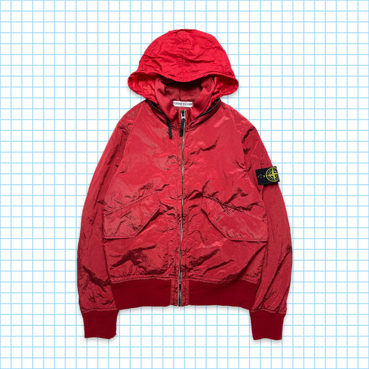 Stone Island Metallic Red Nylon Metal Over Shirt - Small