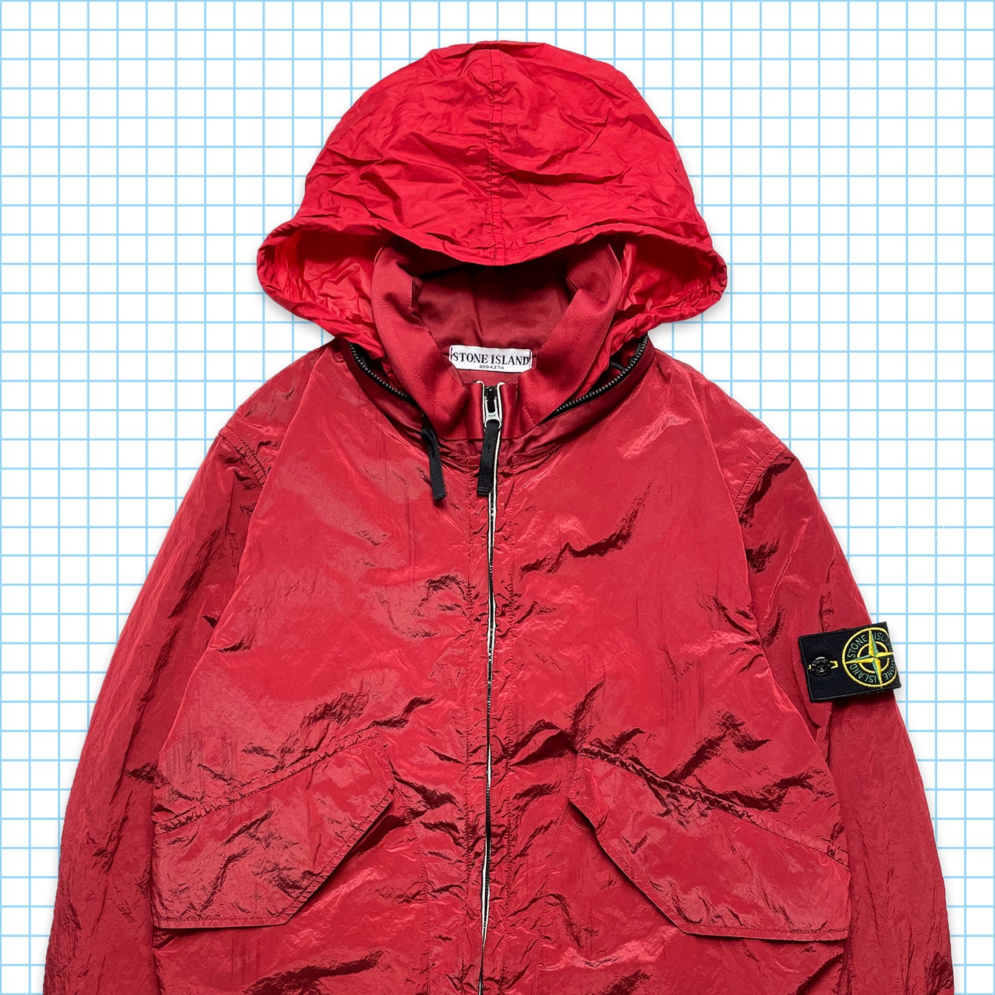 Stone Island Metallic Red Nylon Metal Over Shirt - Small