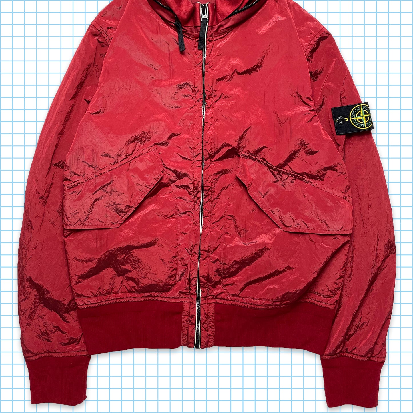 Stone Island Metallic Red Nylon Metal Over Shirt - Small