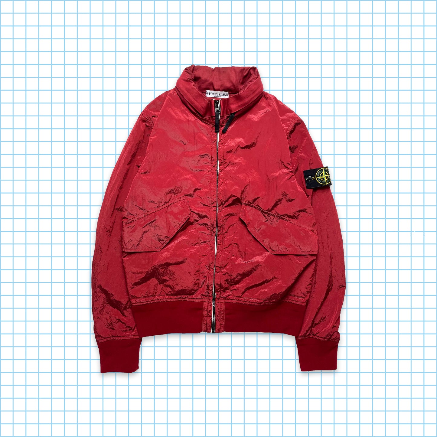 Stone Island Metallic Red Nylon Metal Over Shirt - Small