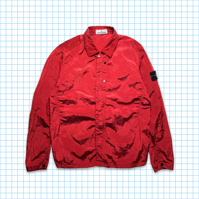 Stone Island Metallic Red Nylon Metal Over Shirt - Medium