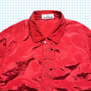 Stone Island Metallic Red Nylon Metal Over Shirt - Medium