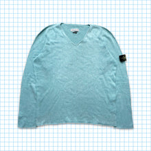 Load image into Gallery viewer, Early 00&#39;s Stone Island Knitted Sky Blue V Crewneck - Extra Large / Extra Extra Large