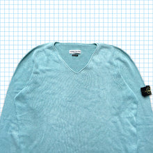 Carica l&#39;immagine nel visualizzatore di Gallery, Early 00&#39;s Stone Island Knitted Sky Blue V Crewneck - Extra Large / Extra Extra Large