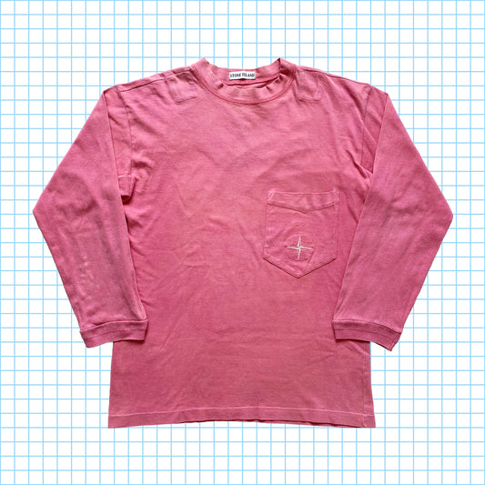Vintage fin des années 80/début des années 90 Stone Island Compass brodé manches longues - moyen/grand