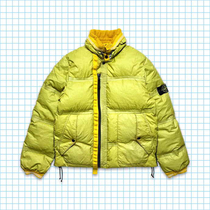 Stone Island イエロー/グリーン ラミー フロック ダウン ジャケット AW05' - M