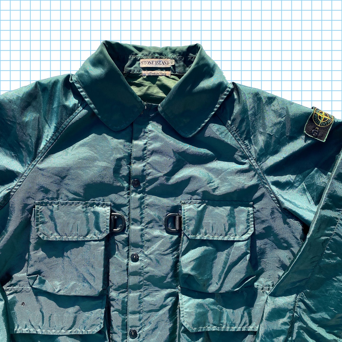 Veste scintillante avec anneau en D vert bouteille Stone Island 95'