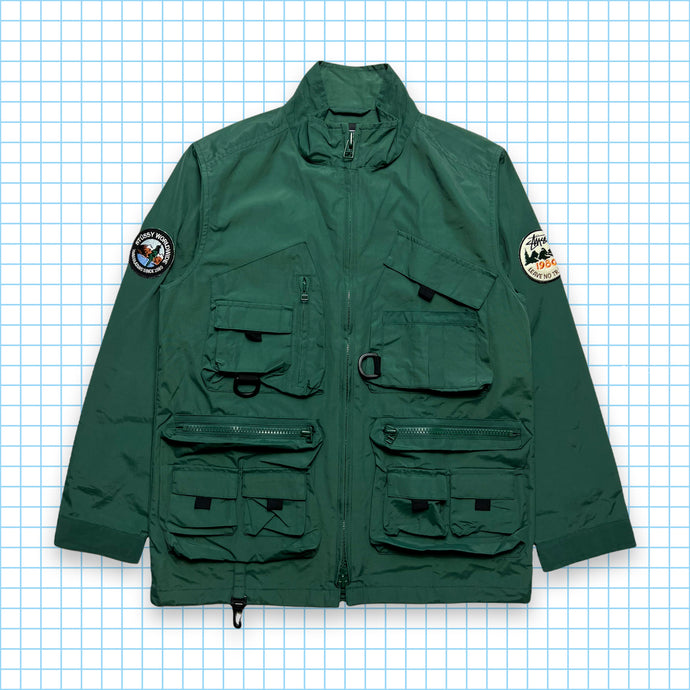 Veste multi-poches vert bouteille Stüssy vintage - Petite / Moyenne