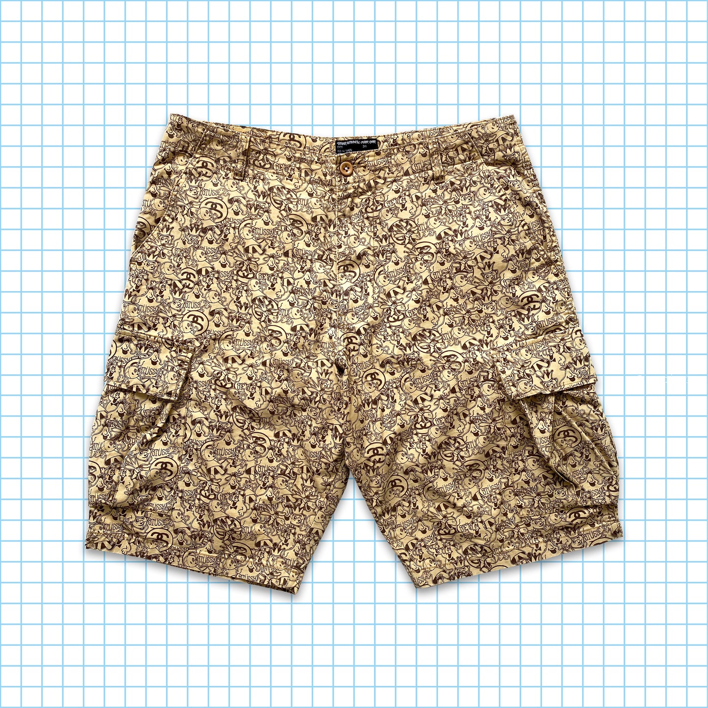 Vintage Stüssy Repeat All Over Graphic Cargo Shorts - 34"