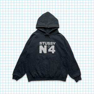 ヴィンテージ Stüssy スカル &amp; クロスボーン モノグラム ブラック パーカー - L