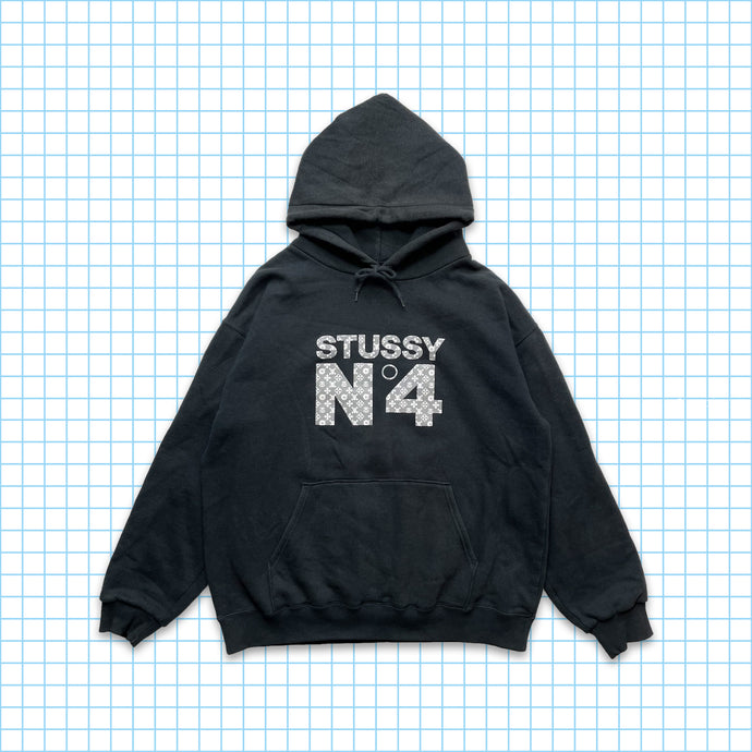 ヴィンテージ Stüssy スカル & クロスボーン モノグラム ブラック パーカー - L