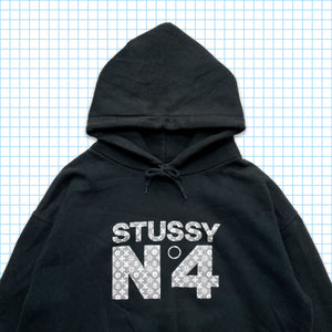 ヴィンテージ Stüssy スカル &amp; クロスボーン モノグラム ブラック パーカー - L