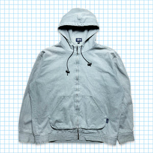1990's Stüssy Minimal Grid Hooded Jacket - Small / Medium