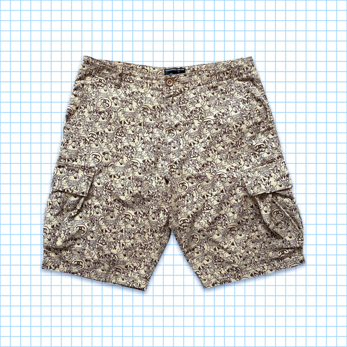 Short cargo vintage Stüssy Repeat All Over Graphic - Taille 34