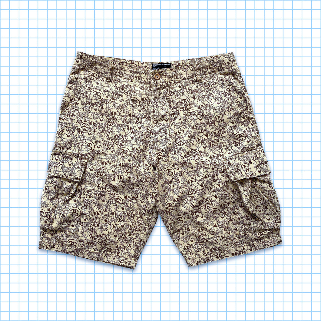 Vintage Stüssy Repeat All Over Graphic Cargo Shorts - 34