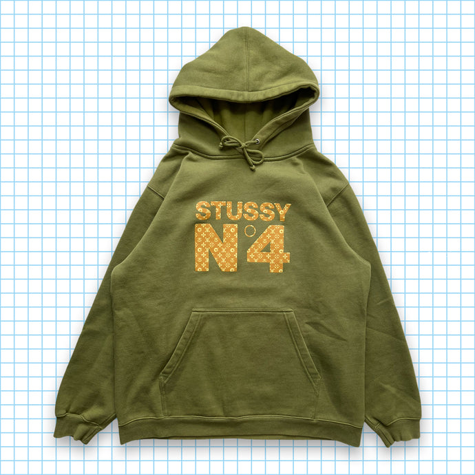 Vintage Stüssy Monogram Khaki Hoodie - Medium