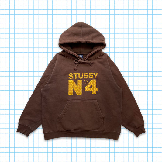 Sweat à capuche marron vintage Stüssy Skull &amp; Crossbones Monogram - Grand