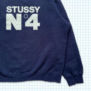 Vintage Stüssy Skull & Crossbones Monogram Midnight Navy Crewneck - Medium / Large