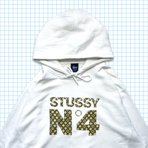 Vintage Stüssy Monogram White Hoodie - Large