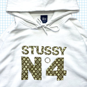 Vintage Stüssy Monogram White Hoodie - Large